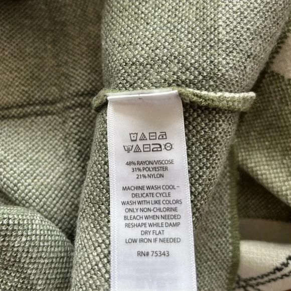 Plaid Rachel Zoe plaid green Mockneck  sweater size medium - Picture 7 of 7